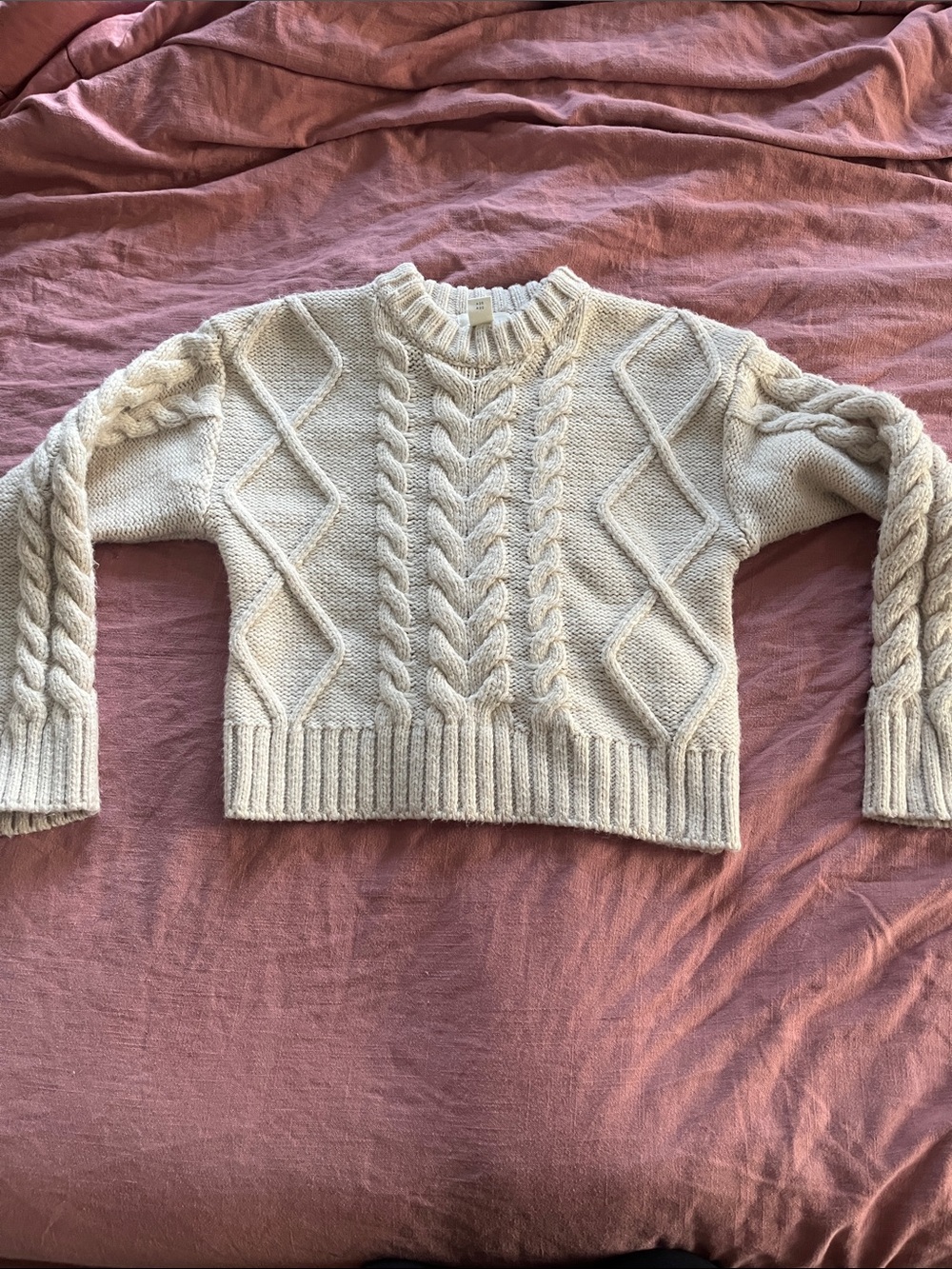 H&M Cream Cable Crewneck Sweater